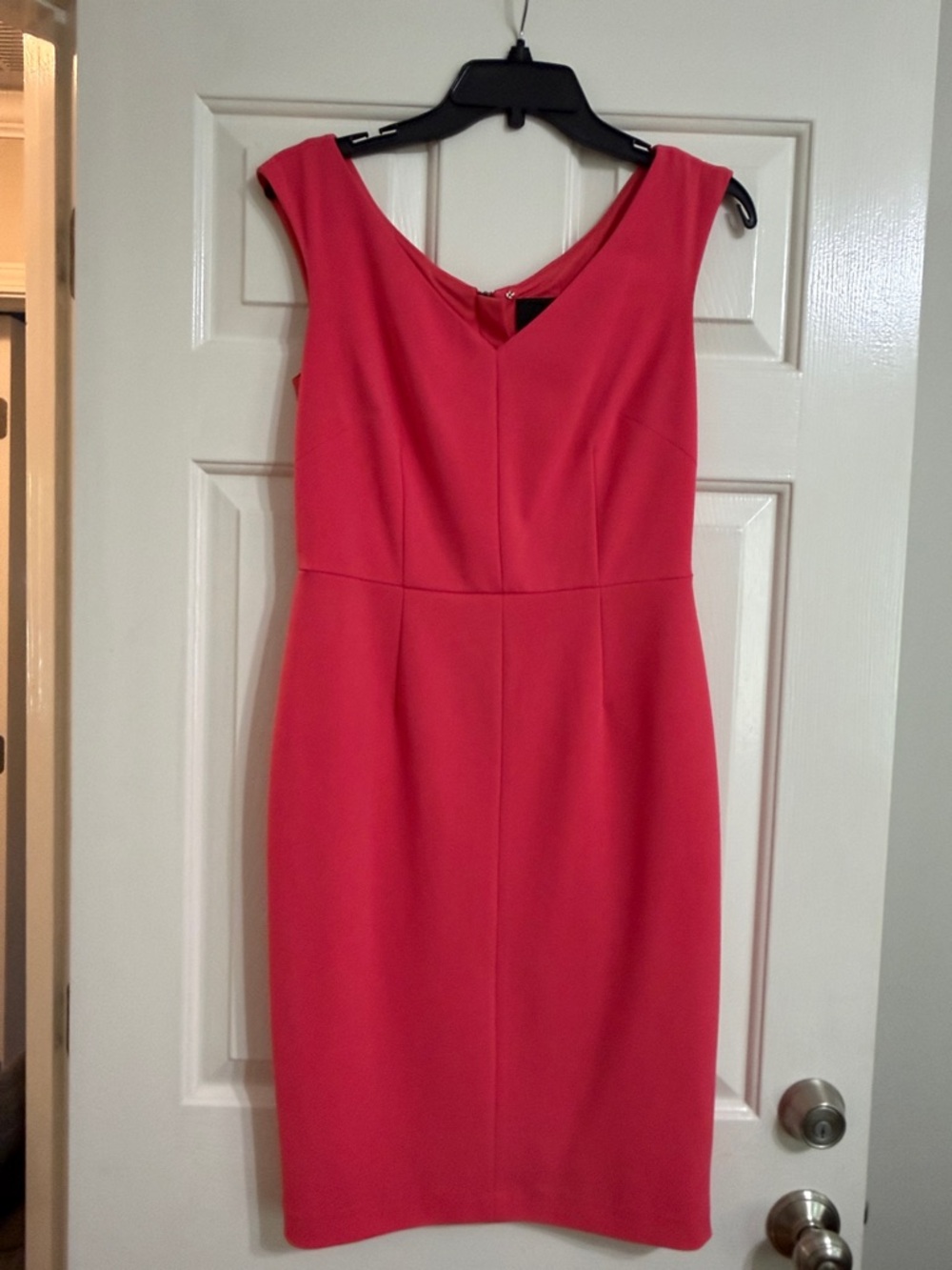 Alex Marie Coral-Red Cap-Sleeve Sheath Dress
